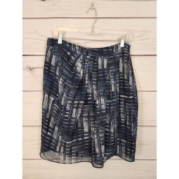 Ann Taylor Loft Women's Black Geometric Side Zip Knee Length Mini Skirt Size 8 - Picture 1 of 6